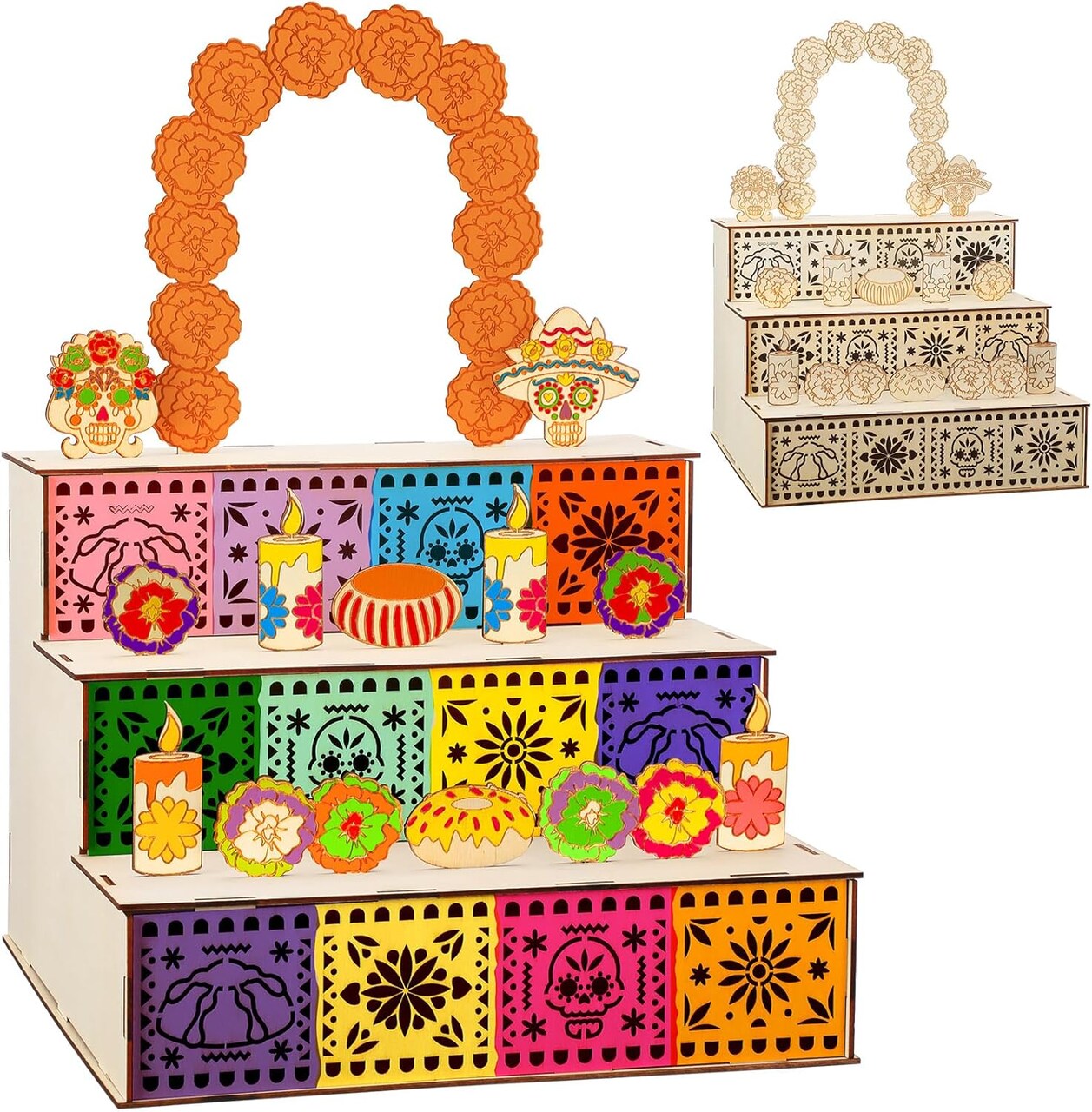 Wooden Day of The Dead Shadow Box Remembrance Picture( Natural)